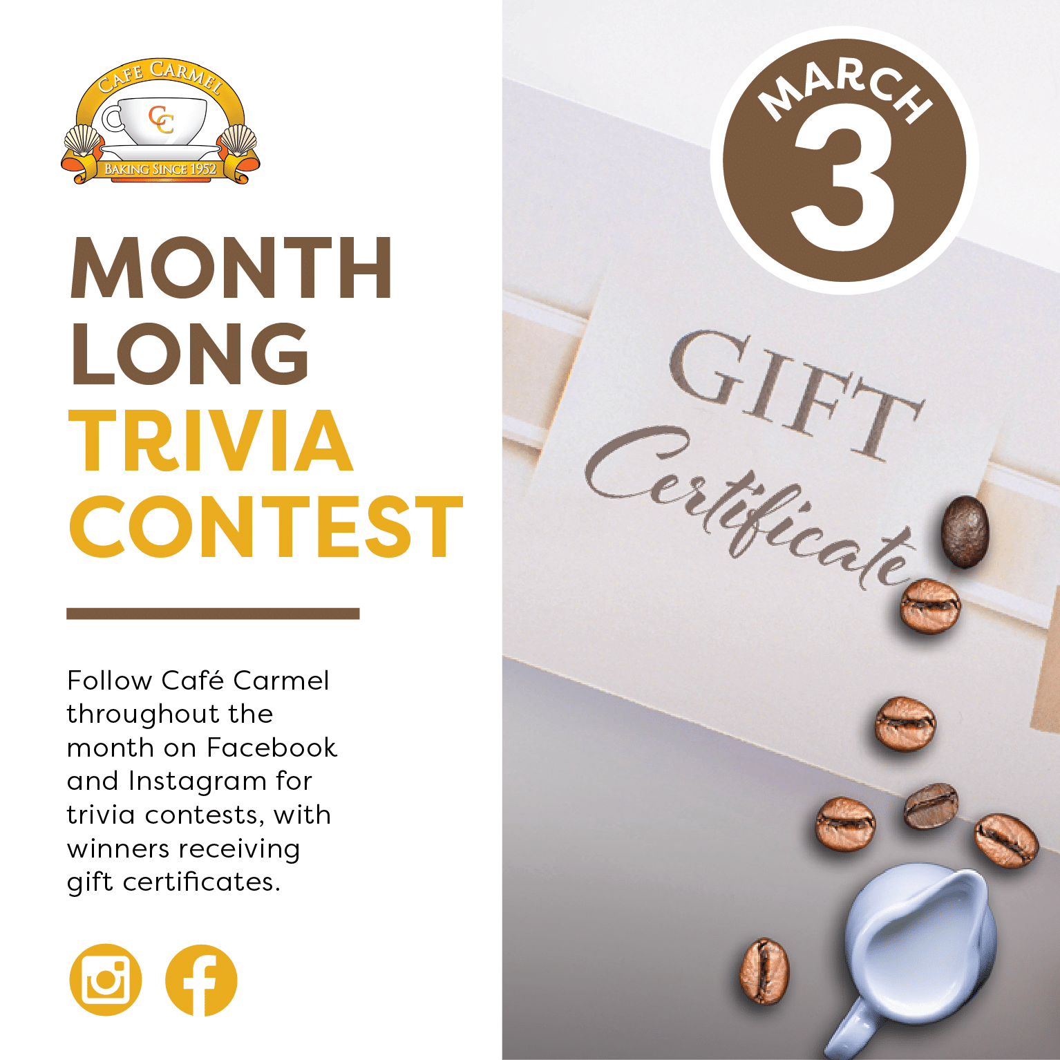 Cafe Carmel Third Anniversary Trivia Contest