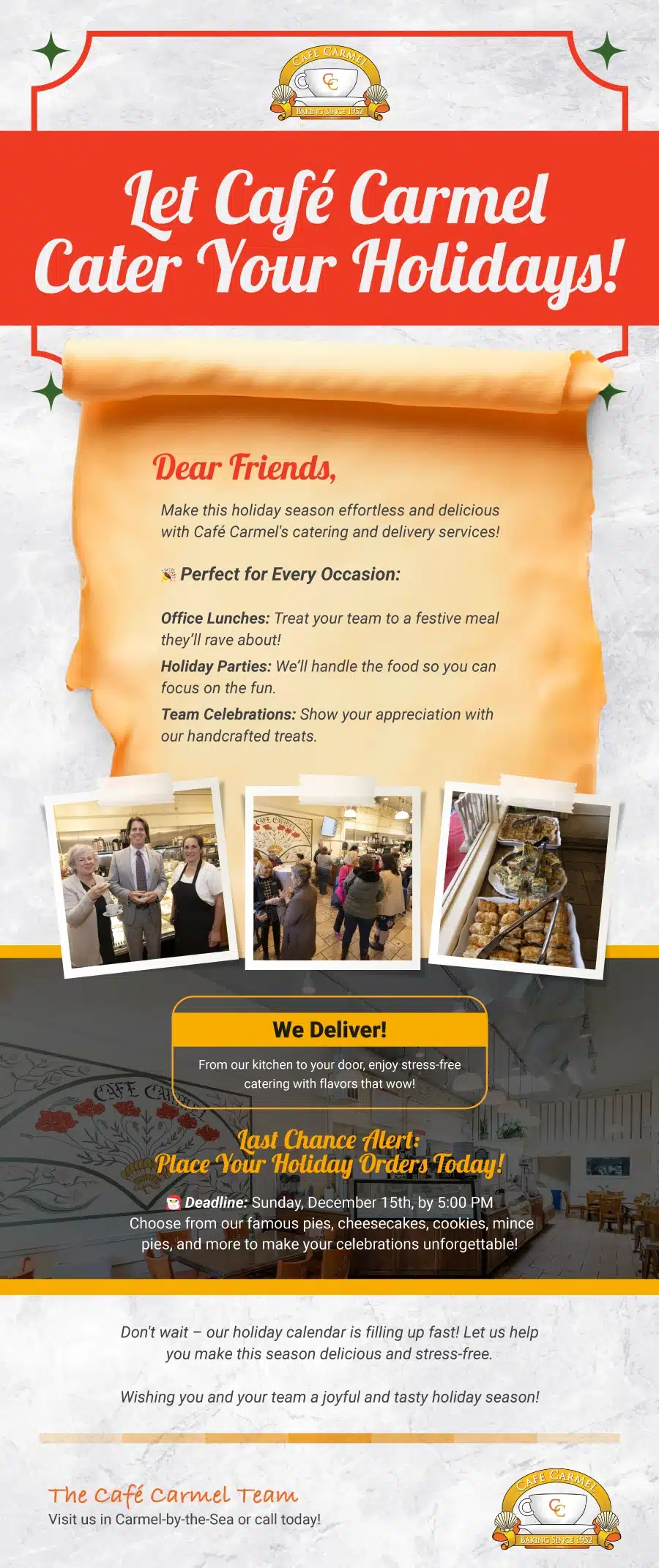 Let Café Carmel Cater Your Holidays!