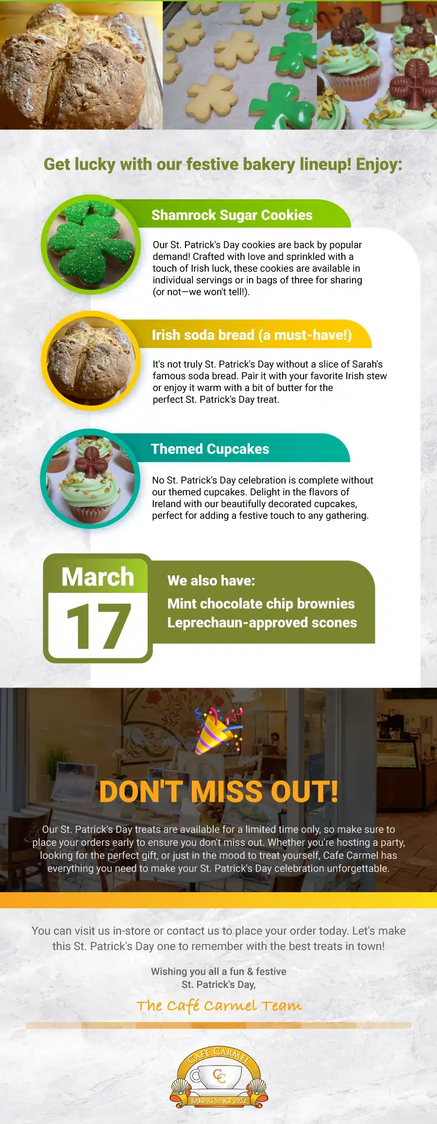 CC - Café Carmel St. Patrick Day Treats! 2