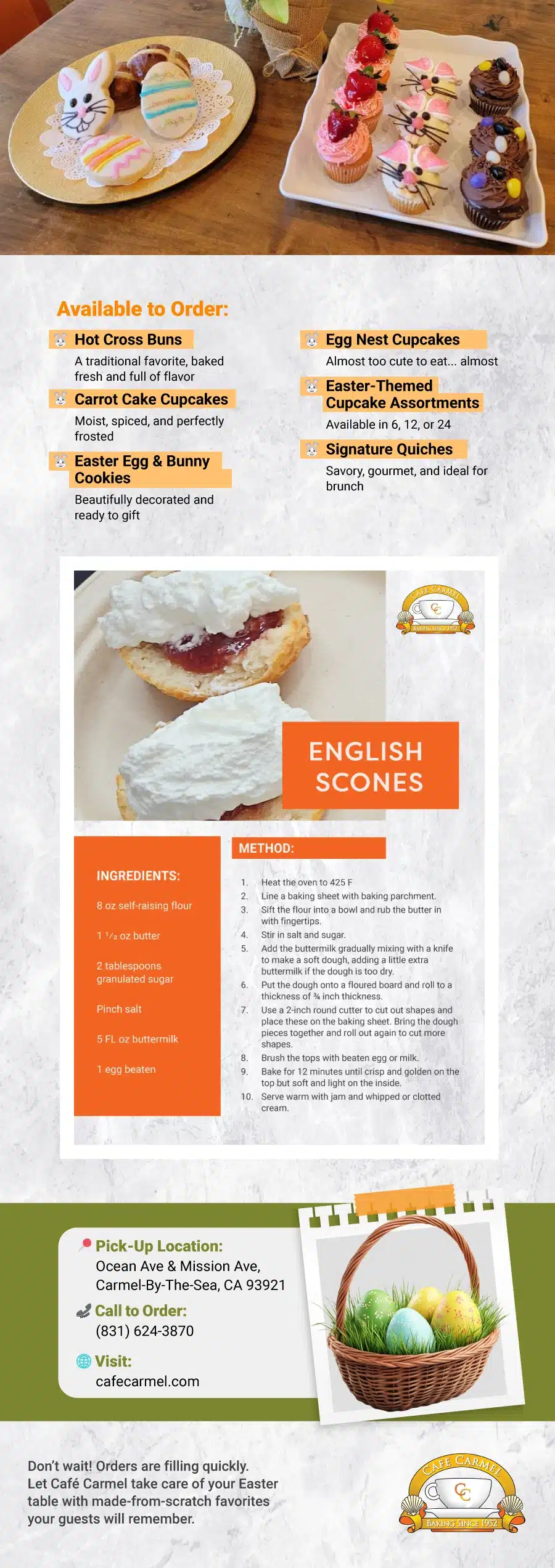 CC - Now Taking Easter Orders — Café Carmel is Open Daily 2