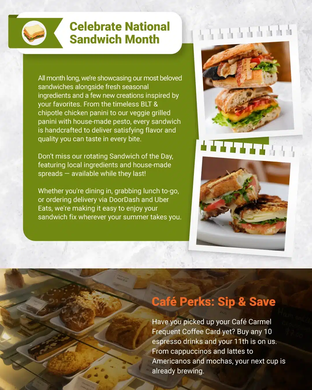 CC - August Sizzles at Café Carmel – Celebrate National Sandwich Month + More Inside! 2